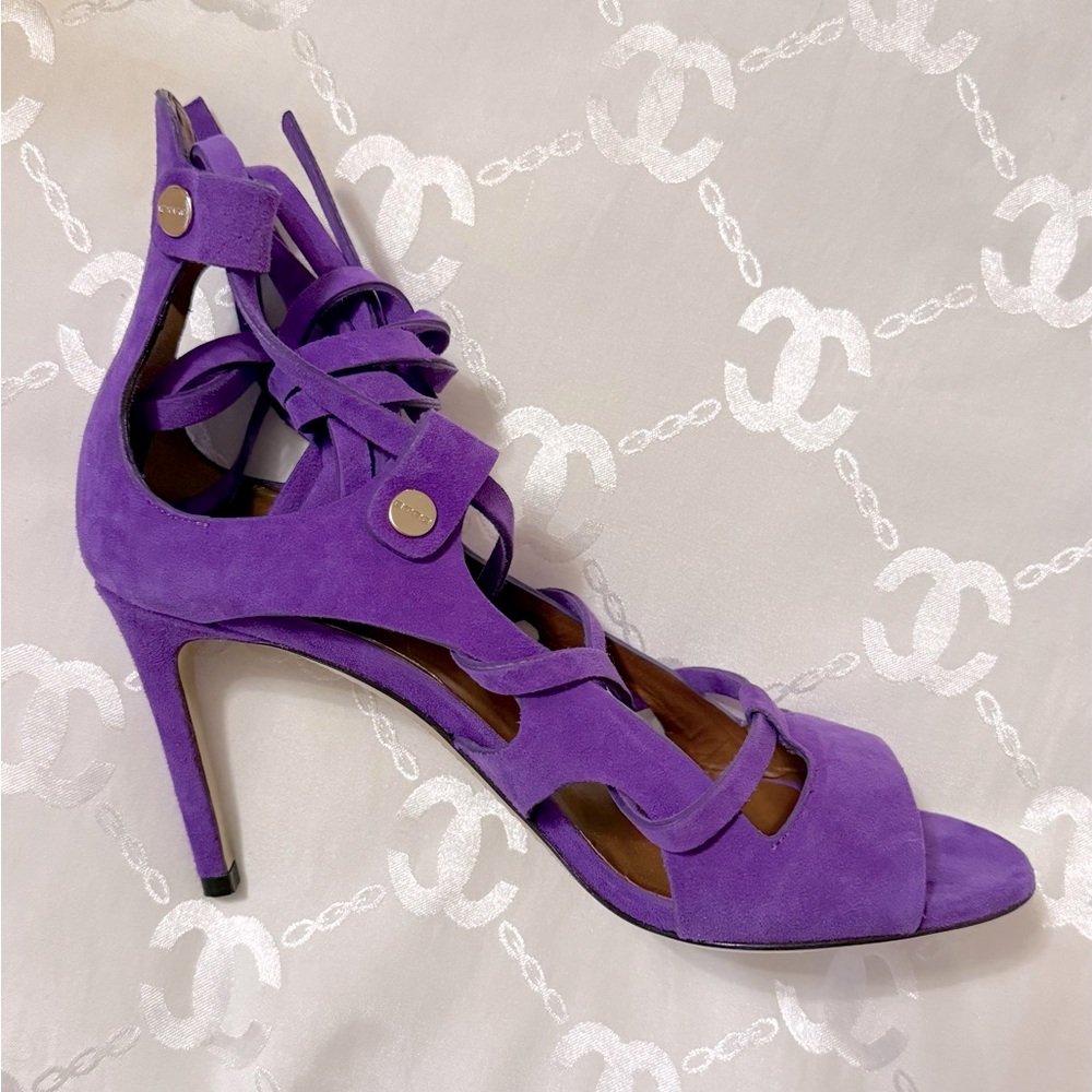 Etro Purple Lace-Up Suede High-Heel Sandals - Picture 6 of 13